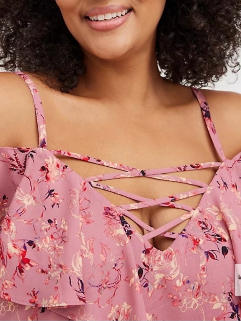 torrid Floral Cold-Shoulder Ruffle Top - Picture 5 of 6